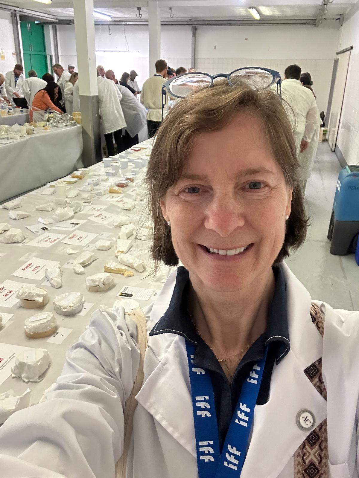 Sharon judging cheese